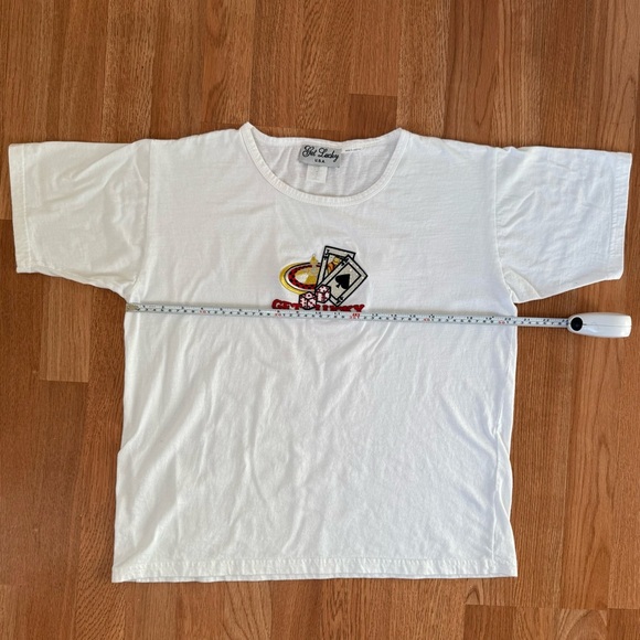 VINTAGE 90s "Get Lucky" Las Vegas Casino Gambling White Embroidered T-shirt - Picture 5 of 6
